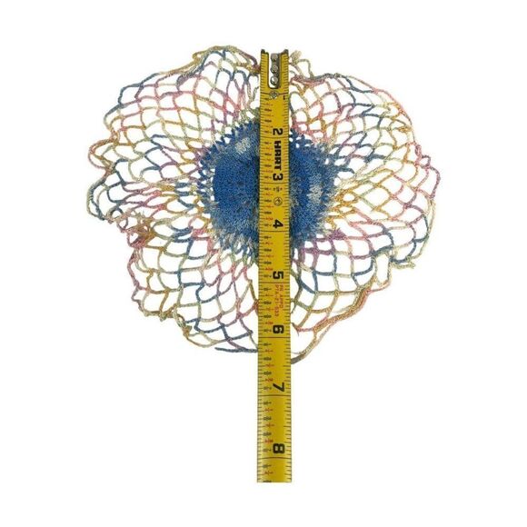 Vintage Crocheted Rainbow Ombre Daisy Sunflower Doilie 7”x6.5” Doily Cottagecore - Picture 4 of 4